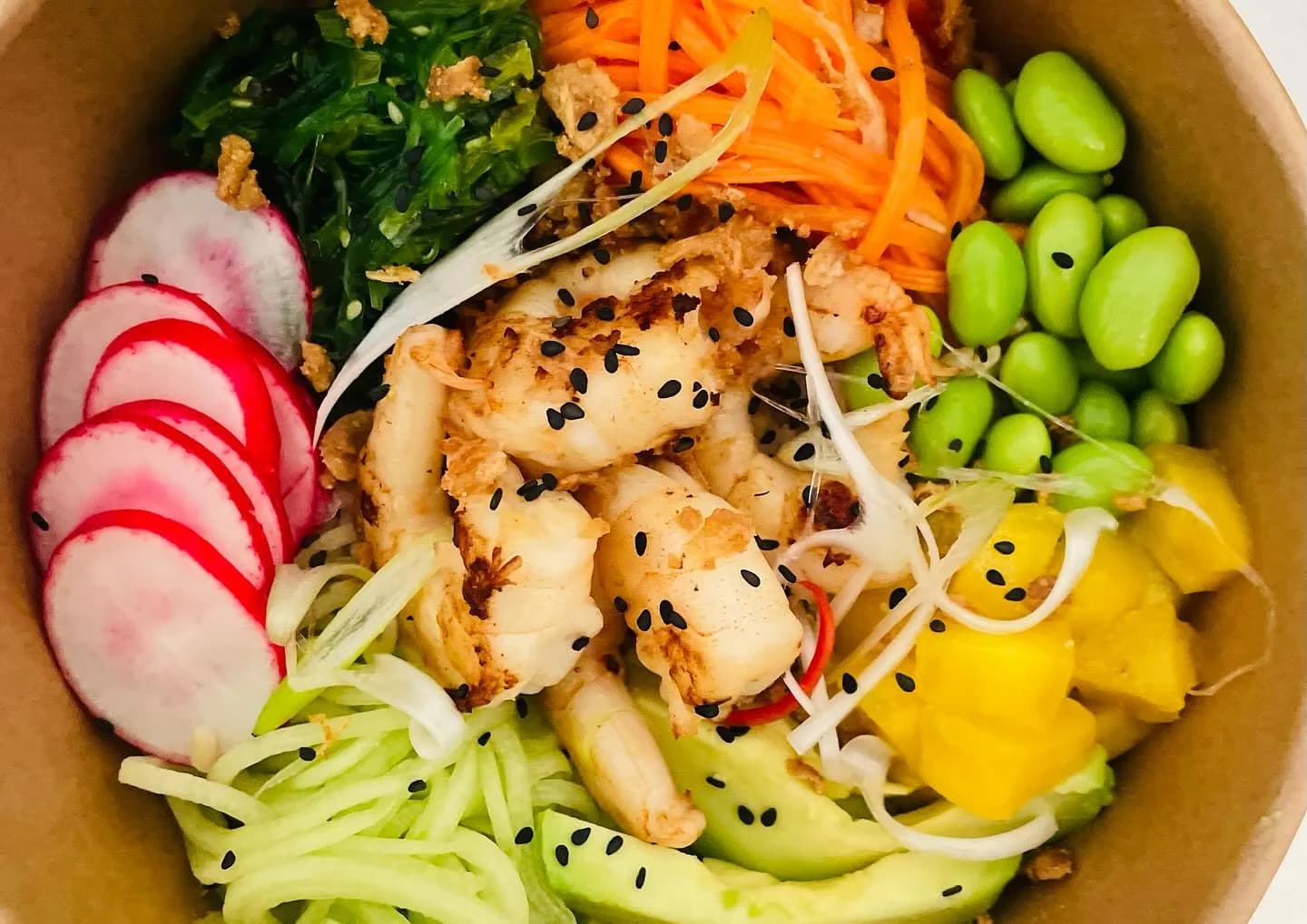 Poké bowl + soup.